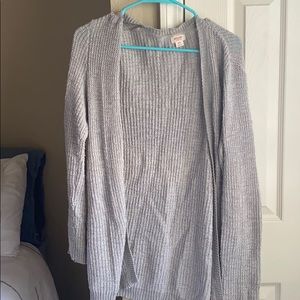 light gray cardigan
